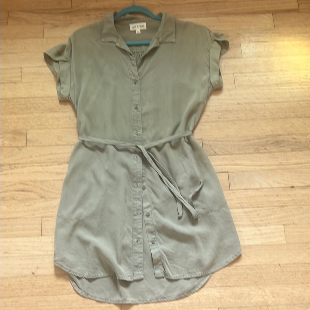 Cloth & Stone Olive Green Button-Up Dress
